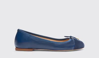 Scarosso Carla Bow-detailing Leather Ballerinas In Blue - Calf