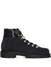 Scarosso Catherine Woven-panel Lace-up Boots In Black