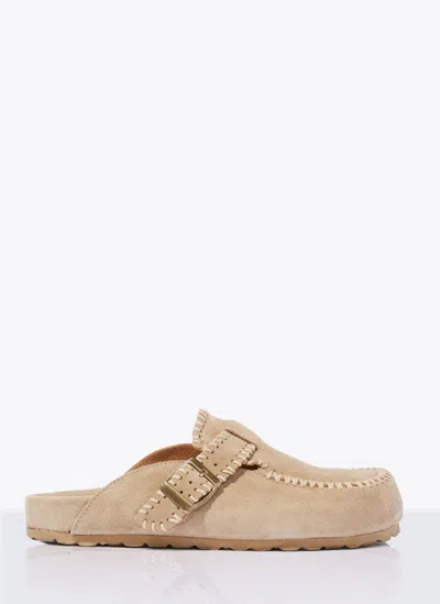 Scarosso Cheyenne Suede Slippers In Beige - Suede