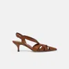 Scarosso 55mm Clio Cross-strap Kitten Heels In Tan - Calf