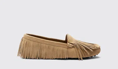 Scarosso Cochise Fringe-detail Suede Loafers In Beige - Suede