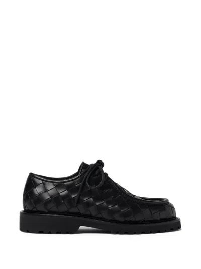 Scarosso Damiana Woven Leather Derby Shoes In Black