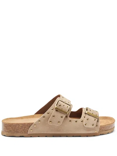 SCAROSSO DELILAH STUD-EMBELLISHED SUEDE SLIDES