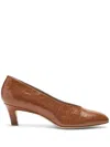 Scarosso Deva 50mm Crocodile-effect Pumps In Brown
