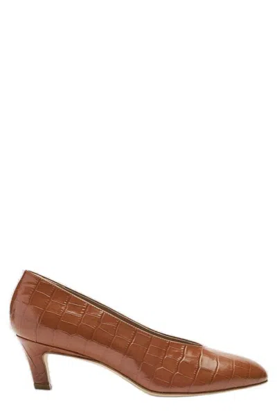 Scarosso Deva Embossed Slip In Cognac - Croco-printed Calf