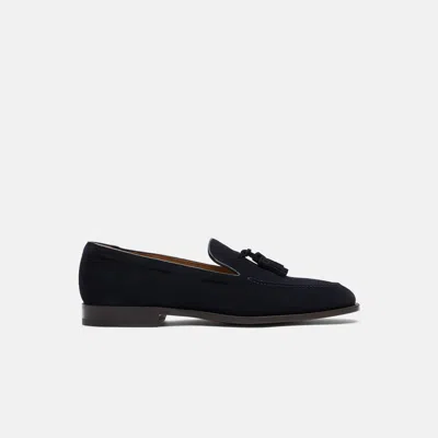 Scarosso Loafers Duccio Abisso Scamosciato Leggero Suede Leather In Dark Blue Suede