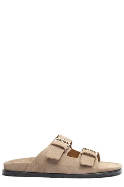 Scarosso Enea Suede Slides In Beige