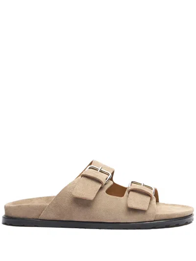 Scarosso Enea Buckled Slip-on Sandals In Brown