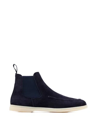 Scarosso Eugenia Topstitch Chelsea Boots In Blue