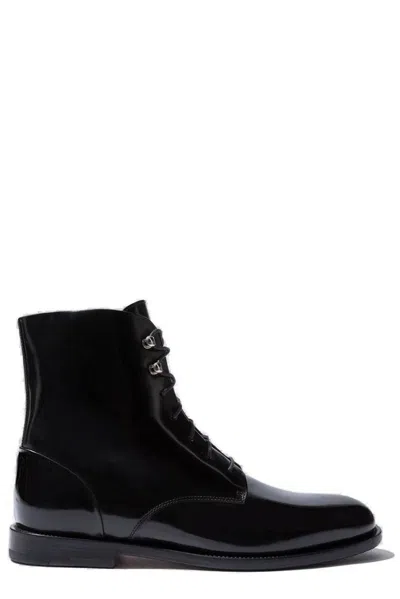 Scarosso Eva Lace-up Boots In Black Calf