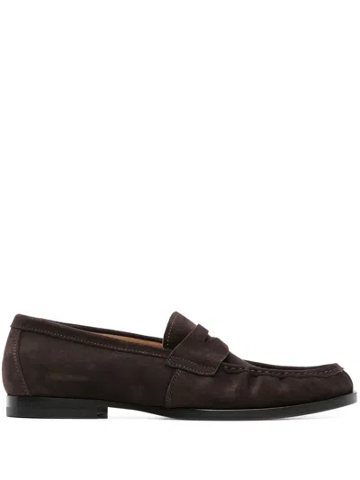 Scarosso Fred Round-toe Loafers In Brown