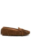 Scarosso Fringed Suede Loafers In Brown