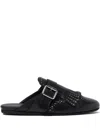 Scarosso Gaia Fringed Studded Mules In Black