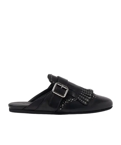 Scarosso Gaia Studded Mule Flat Shoes In Animal Print