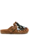 Scarosso Gea Tasseled Suede Mules In Brown