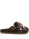 Scarosso Gea Tasselled Suede Slippers In Brown