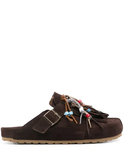 Scarosso Geo Suede Sandals In Brown