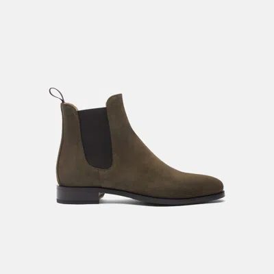 Scarosso Chelsea Boots Giancarlo Oliva Suede Leather In Green Suede