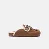Scarosso Gita Mules In Dark Beige - Suede
