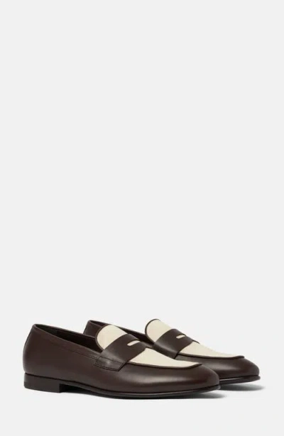 Scarosso Austin Leather Penny Loafers In Brown