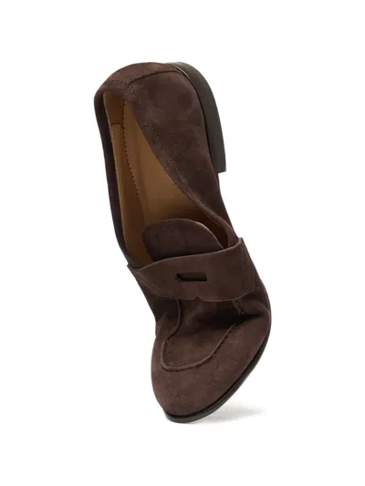 Scarosso Gregory Penny-strap Loafers In Brown