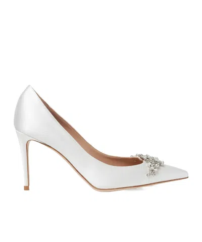 Scarosso Greta Embellished Pointed-toe Pumps In White