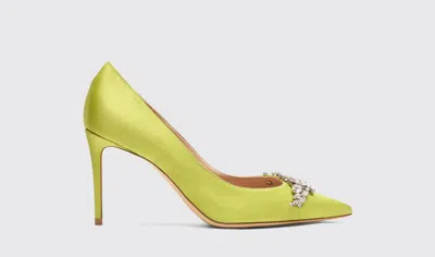 Scarosso Greta Embellished Pointed In Lime - Silk