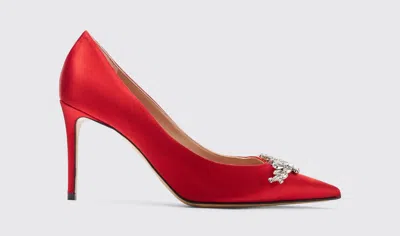 Scarosso Greta 90mm Satin Pumps In Red - Silk