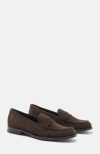 Scarosso Harper Suede Penny Loafers In Brown
