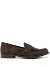 Scarosso Harper Suede Penny Loafers In Brown