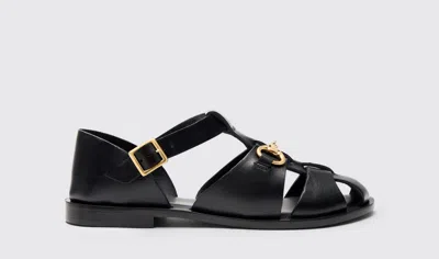 Scarosso Helene Leather Sandals In Black - Calf