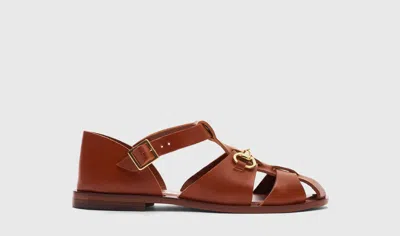 Scarosso Helene Cognac - Woman Sandals Tan In Tan - Calf