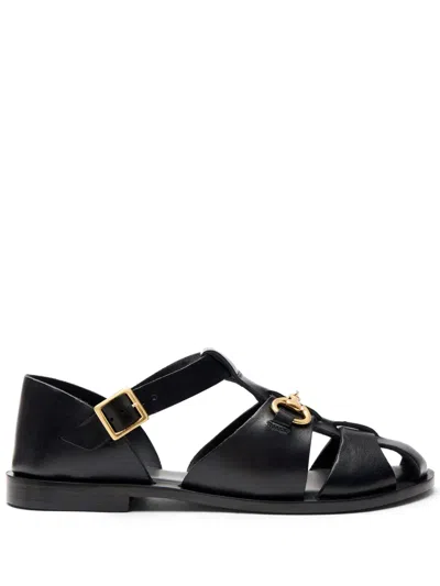 Scarosso Helene Round-toe Sandals In Black