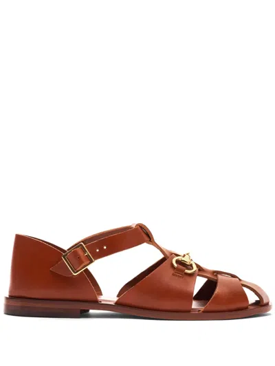 Scarosso Helene Round-toe Sandals In Brown
