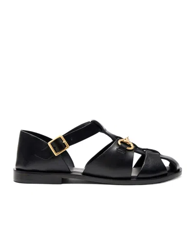 Scarosso Helene Round-toe Sandals In Black