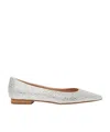 Scarosso Iris Embellished Satin Ballet Flats In Silver