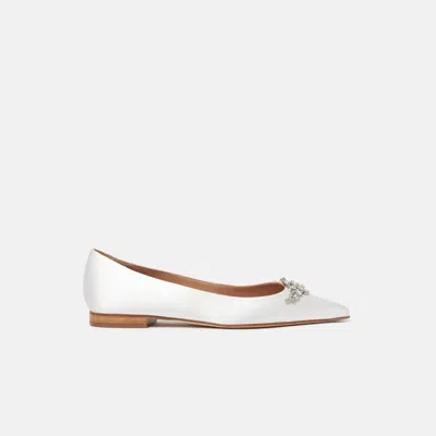Scarosso Iris Satin Strass In White - Silk