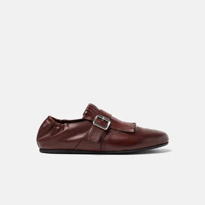 Scarosso Julian Fringed Buckled Monk Shoes In Brown