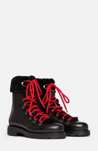 Scarosso Lace-up Shearling Boots In Black