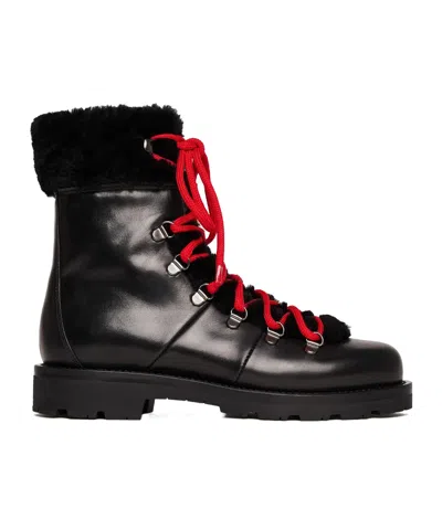Scarosso Lace-up Shearling Boots In Black