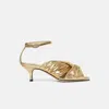 Scarosso Knot Sandals In Gold - Calf
