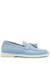 Scarosso Leandra Tassel Denim Loafers In Blue