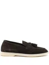 Scarosso Leandra Tassel-detail Suede Loafers In Brown