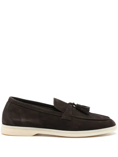 Scarosso Leandra Tassel-detail Suede Loafers In Brown