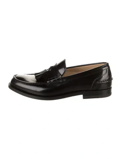 Pre-owned Scarosso Leather Loafers In Black
