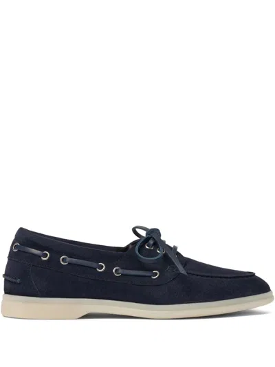 Scarosso Lia Boat Shoes In Blue - Suede