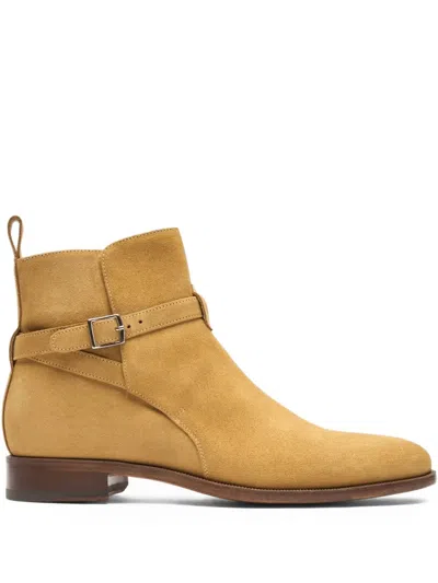 Scarosso Libero Suede Ankle Boots In Yellow