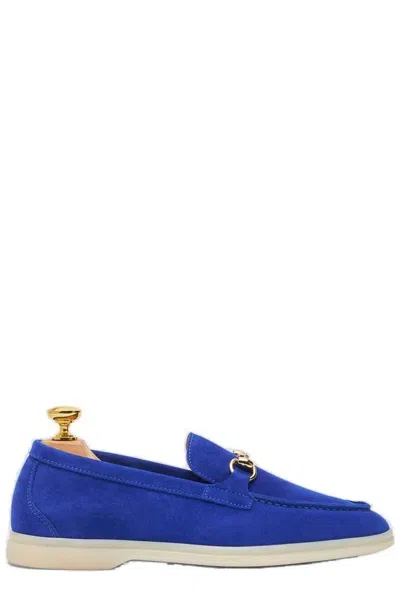 Scarosso Lilia Almond Toe Loafers In Blue