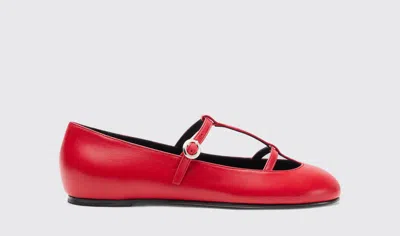Scarosso Linda I Leather Ballerina Shoes In Red - Calf
