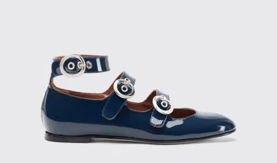 Scarosso Linda Ii Leather Ballerina Shoes In Prune - Patent